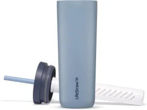 LifeStraw Go Series Tumbler  Double Wall Insulated Stainless Steel Water Filter, Icelandic Blue, Designed for Everyday Use, Removes Bacteria, Parasites, Microplastics, and Improves Taste