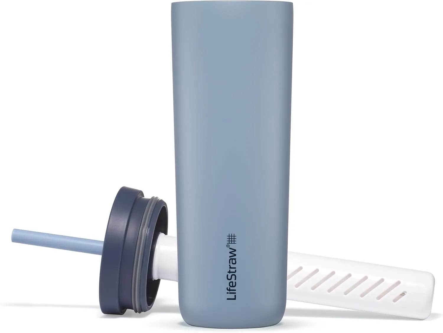 LifeStraw Go Series Tumbler  Double Wall Insulated Stainless Steel Water Filter, Icelandic Blue, Designed for Everyday Use, Removes Bacteria, Parasites, Microplastics, and Improves Taste