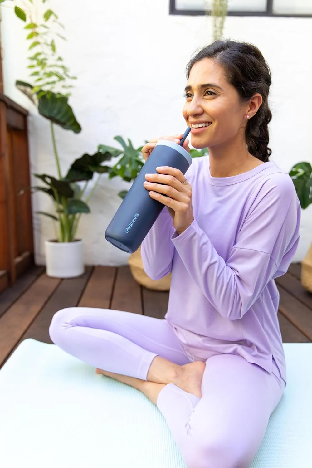 LifeStraw Go Series Tumbler  Double Wall Insulated Stainless Steel Water Filter, Icelandic Blue, Designed for Everyday Use, Removes Bacteria, Parasites, Microplastics, and Improves Taste