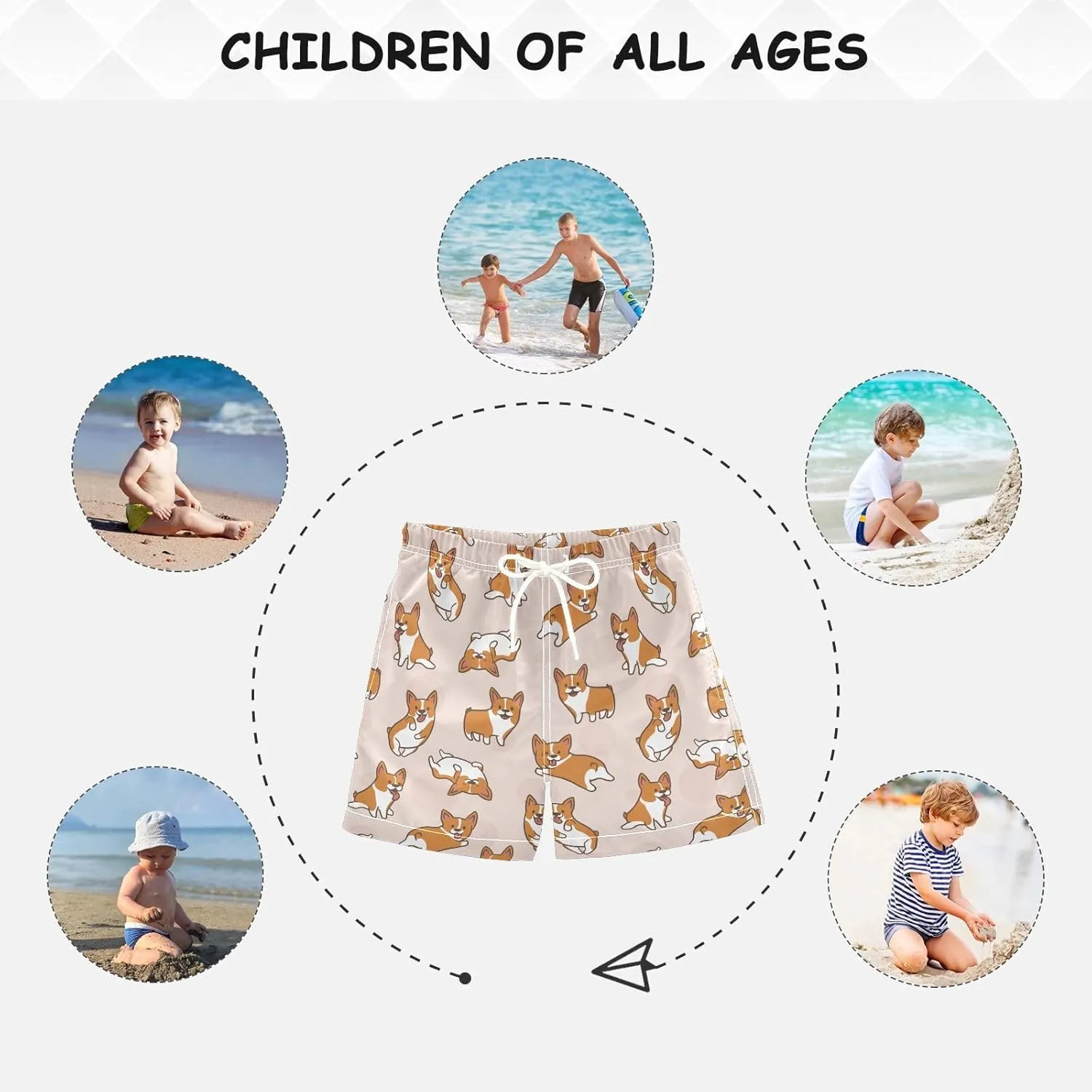 Little Boys Swim Trunks Beach Board Shorts Quick Dry Swimsuit Bathing Suits with Mesh Lining