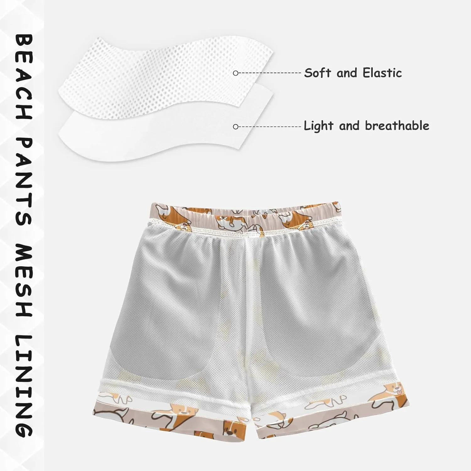 Little Boys Swim Trunks Beach Board Shorts Quick Dry Swimsuit Bathing Suits with Mesh Lining