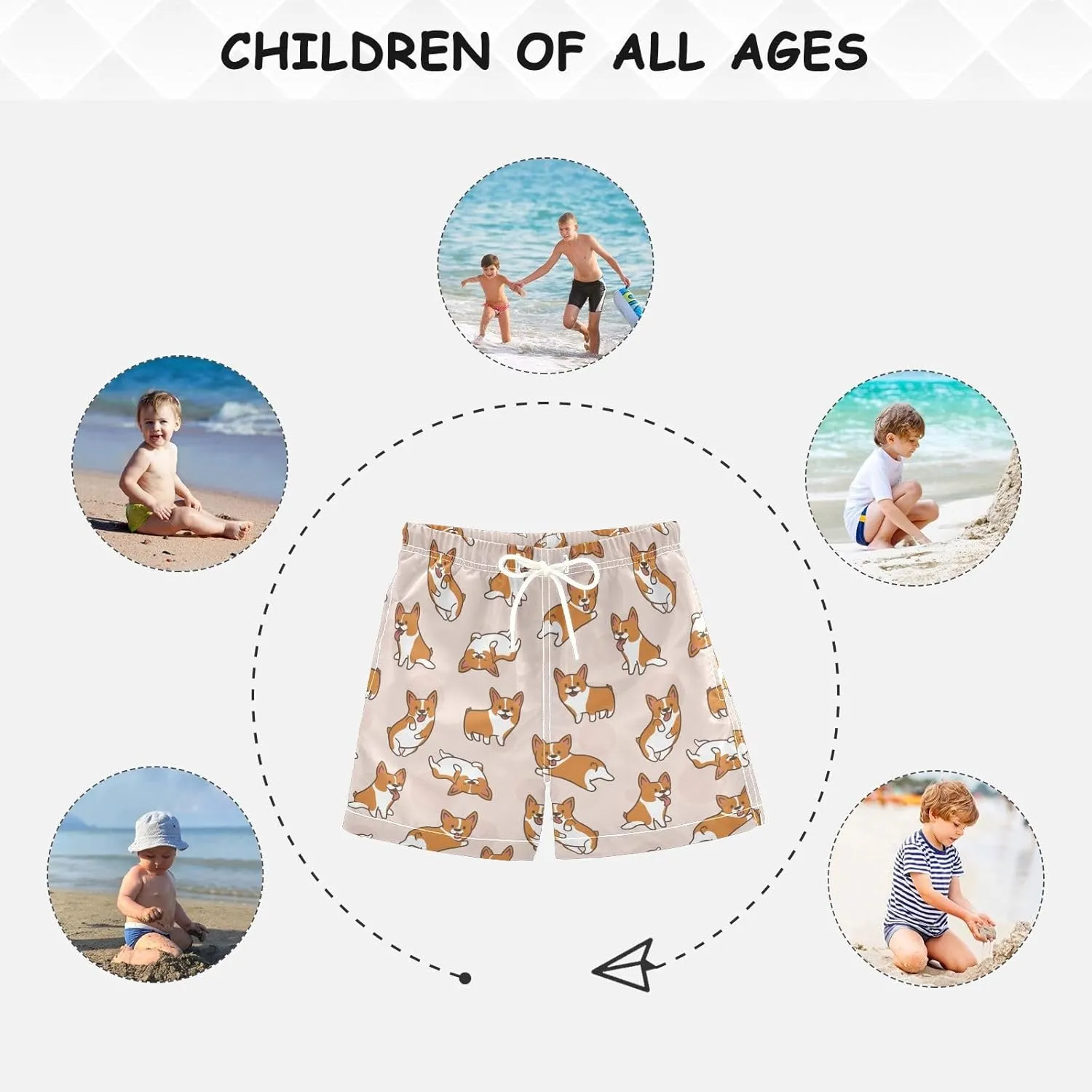 Little Boys Swim Trunks Beach Board Shorts Quick Dry Swimsuit Bathing Suits with Mesh Lining