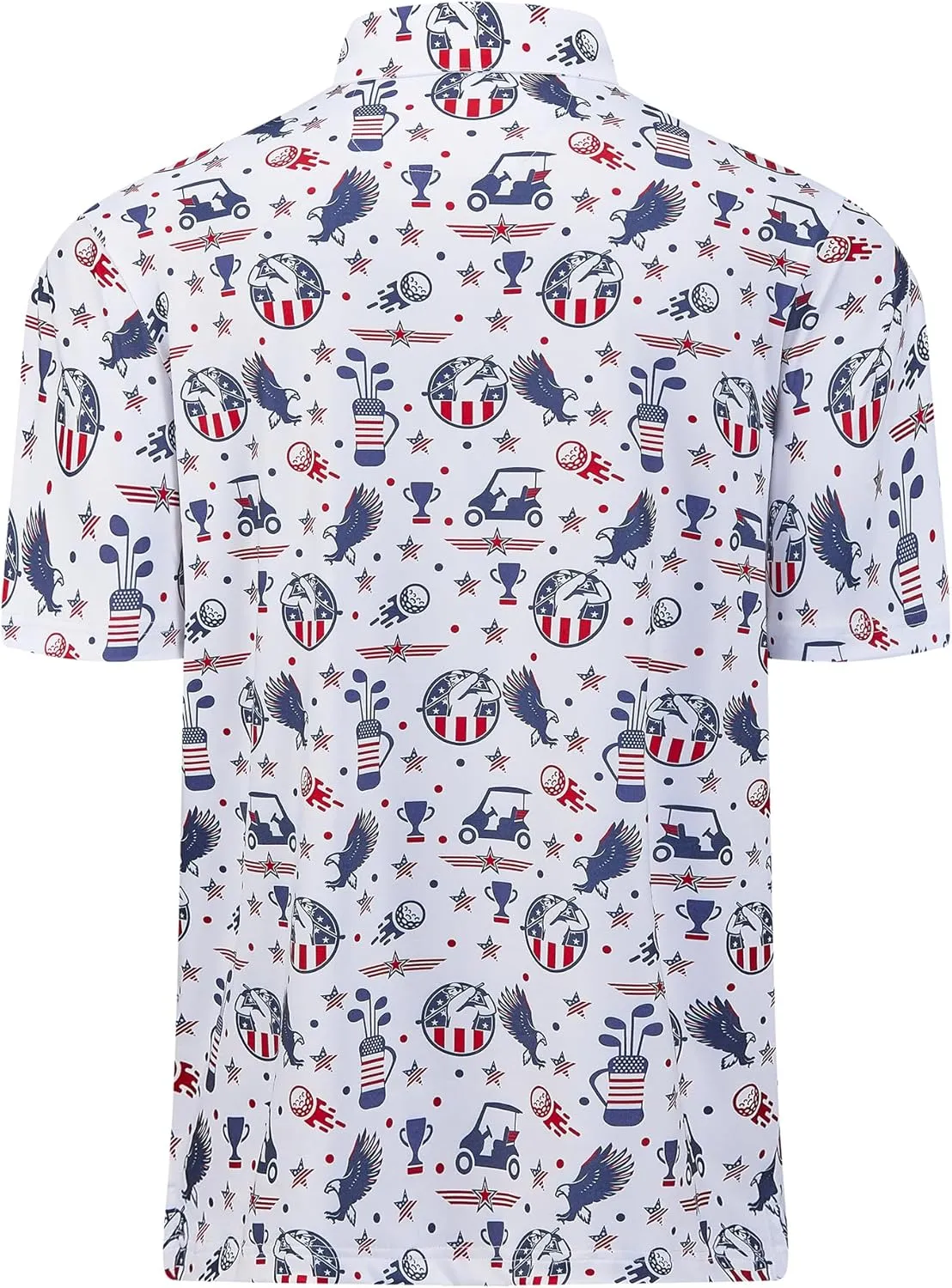Mens Golf Shirt Moisture Wicking Dry Fit Print Performance Short Sleeve Polo Shirts for Men
