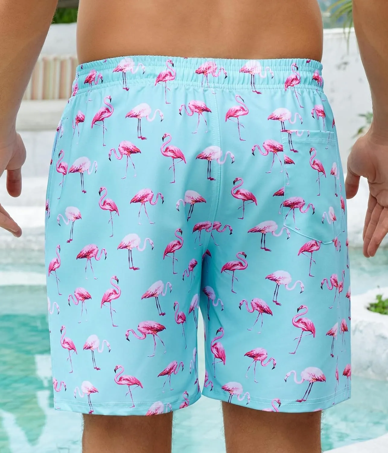 Mens Swim Trunks with Compression Liner 7 Inch Swim Trunks Quick Dry Surfing Beach Shorts Hawaii Sports Shorts