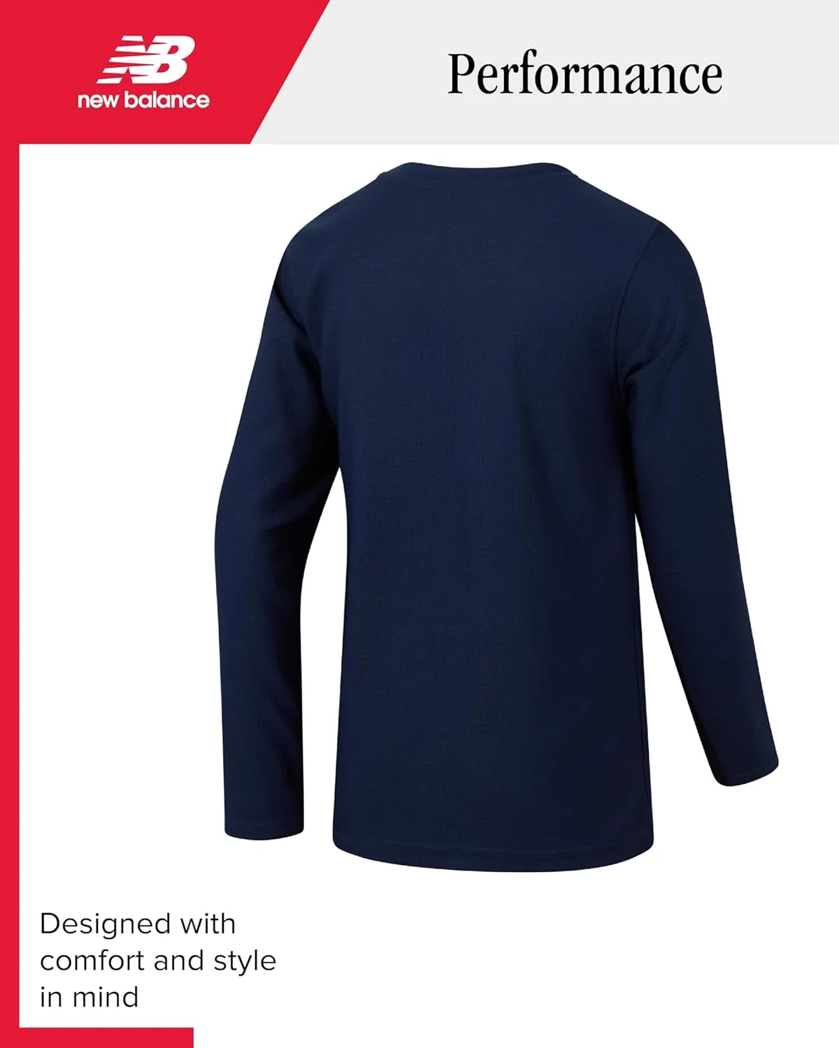 New Balance Boys' Long Sleeve Shirt - Athletic Performance Thermal Base Layer Waffle Knit T-Shirt for Boys (Sizes: 8-20)