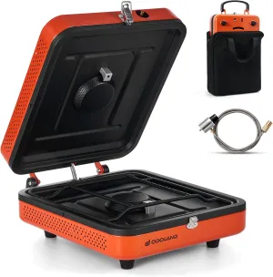 Odoland Portable 2 Burner Camping Stove Propane 17000 BTU/h Gas Stove Collapsible Backpacking Stove for Indoor Outdoor Cooking Hiking and Picnic
