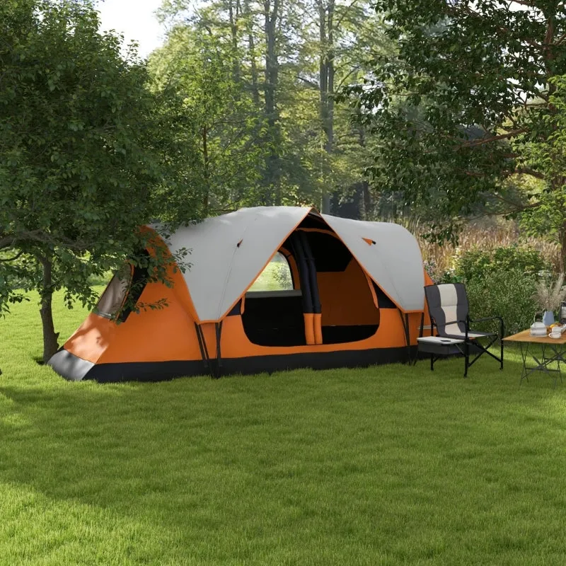 Orange 6-Person Tent with 2 Rooms, Rainfly & Accessories