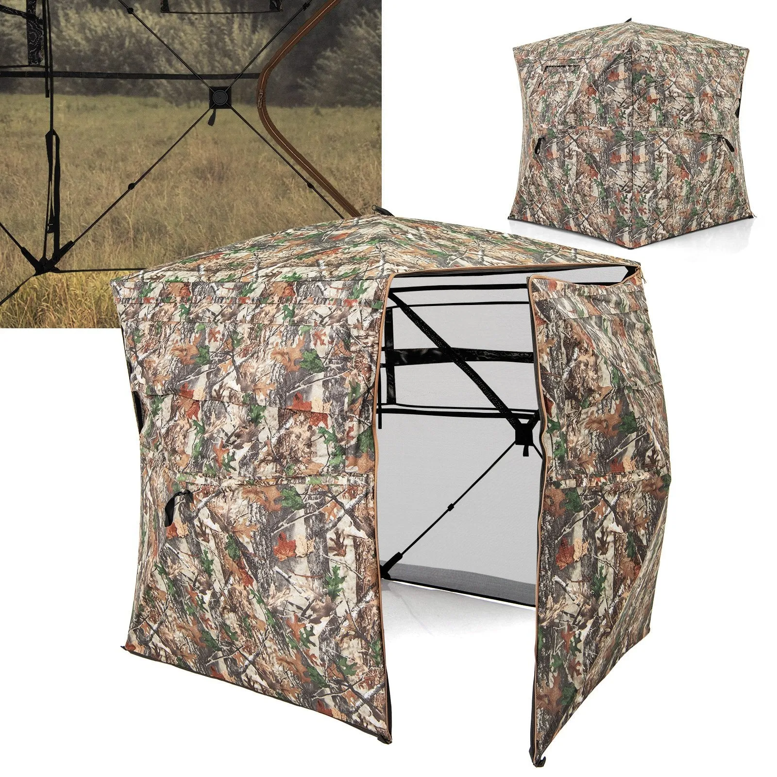 Pop-up Hunting Blind 360-Degree One Way See Through Ground Blind