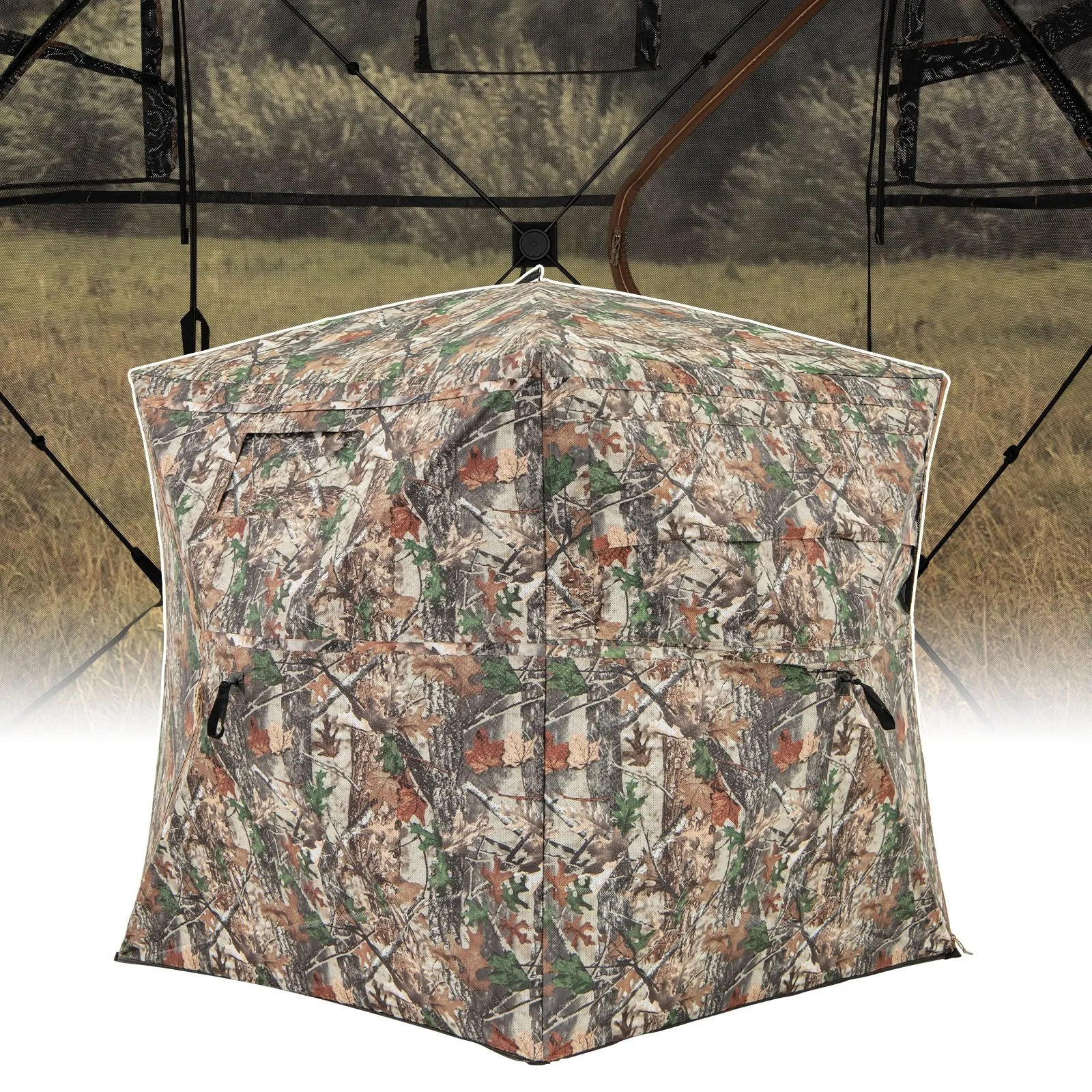 Pop-up Hunting Blind 360-Degree One Way See Through Ground Blind