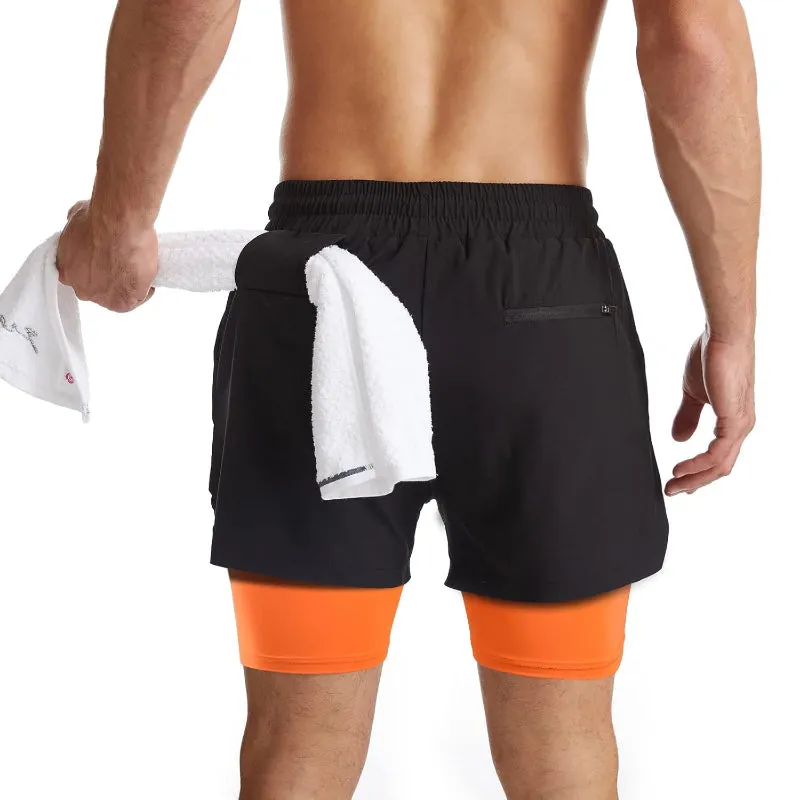 Quick Dry Zip Pocket Design Running Shorts