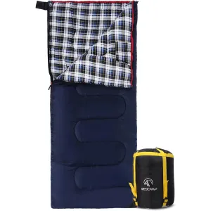 REDCAMP Cotton Flannel Sleeping Bag for Camping Backpacking, Adults Cold Weather Envelope Sleeping Bags with 2/3/4lbs Filling