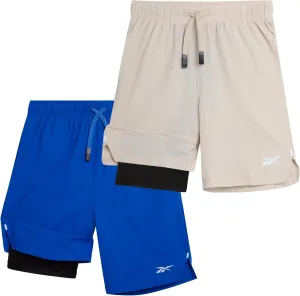 Reebok Boys Athletic Shorts 2 Pack  2-in-1 Boys Basketball Shorts with Compression Liner  Quick Dry Running Shorts