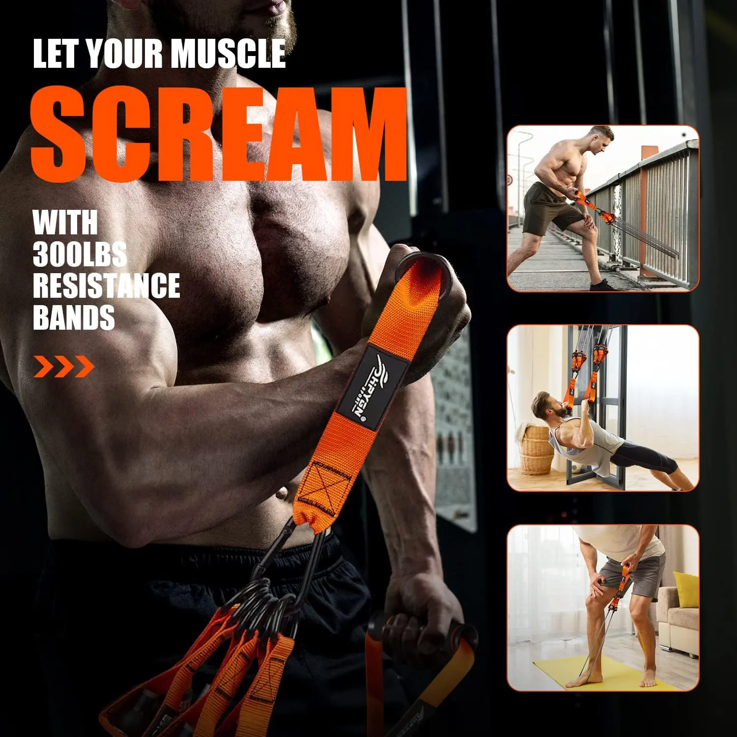 Resistance Bands, Heavy Exercise Bands with Handles, Fitness Bands Set for Working Out, Workout Bands for Men, Weight Bands for Muscle Training, Strength, Slim, Yoga, Home Gym Equipment