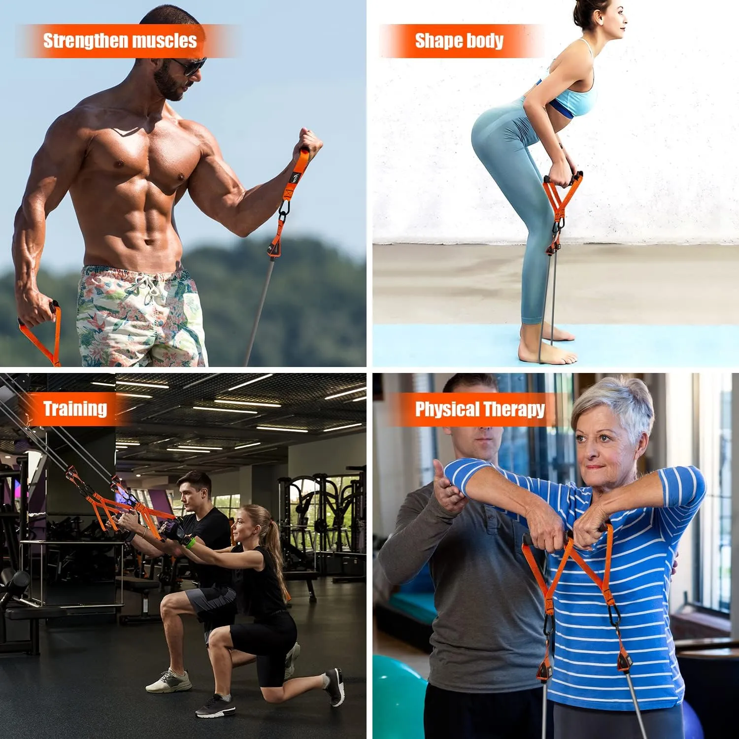 Resistance Bands, Heavy Exercise Bands with Handles, Fitness Bands Set for Working Out, Workout Bands for Men, Weight Bands for Muscle Training, Strength, Slim, Yoga, Home Gym Equipment