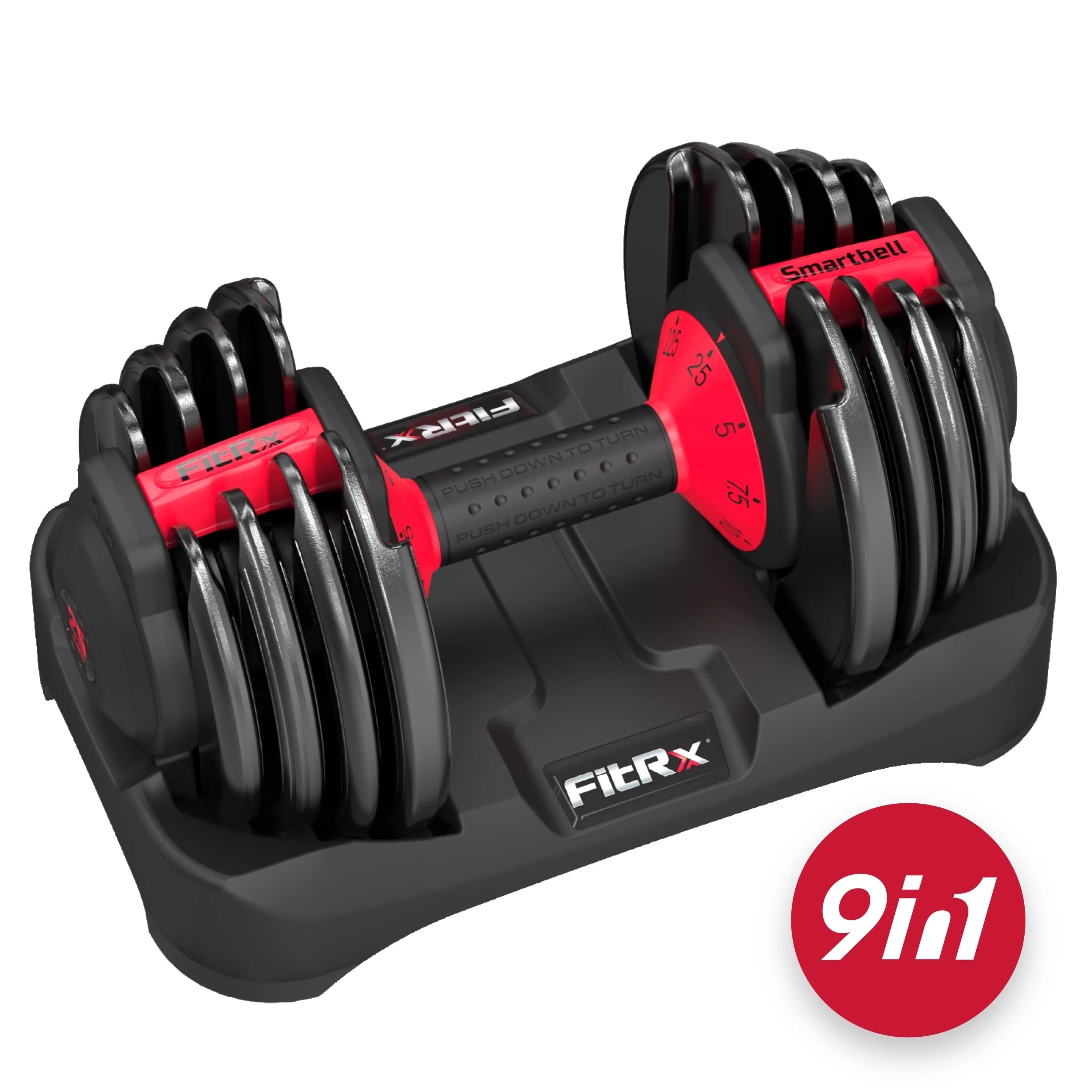 Smartbell 2-Pack, Two 25Lbs. Quick-Select 9 in 1 Adjustable Dumbbell for Home Gym, 5-25Lbs. Weight in 2.5Lbs Increments