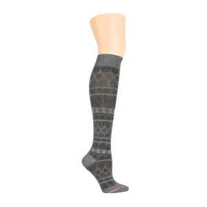 Striped Patterned Gray & Black Compression Socks with 8-15 mmHg