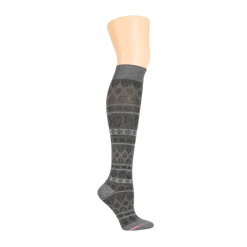 Striped Patterned Gray & Black Compression Socks with 8-15 mmHg