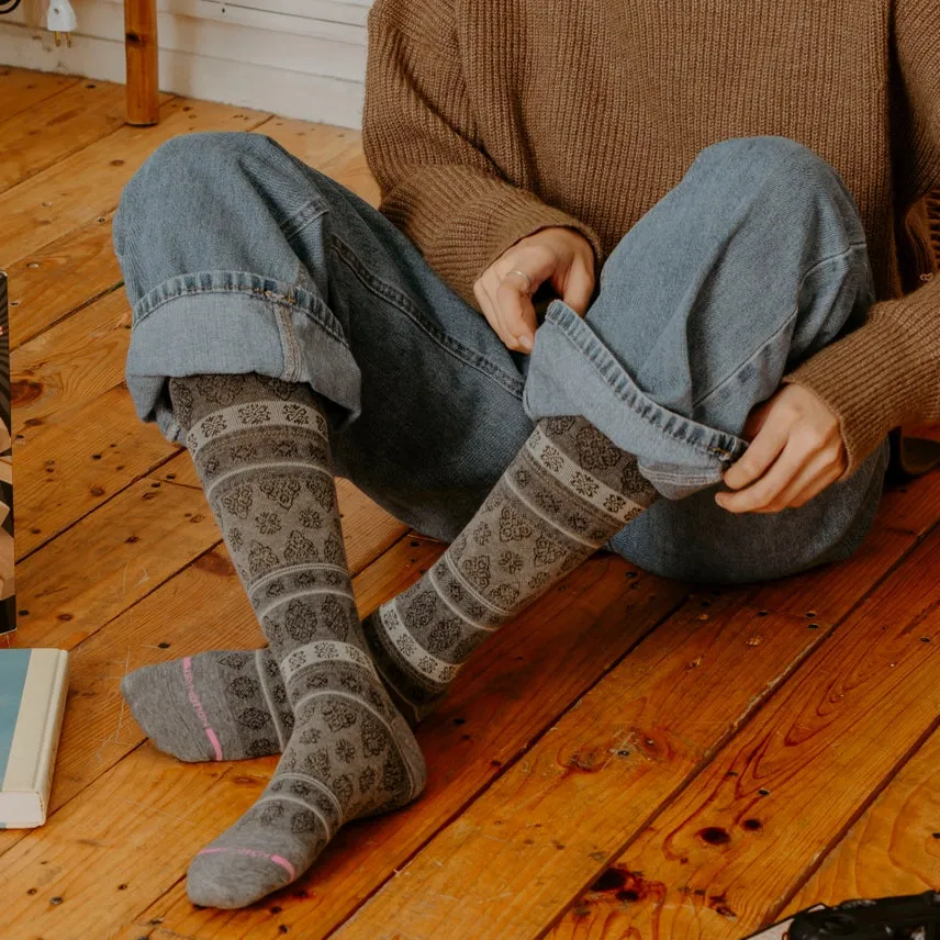 Striped Patterned Gray & Black Compression Socks with 8-15 mmHg