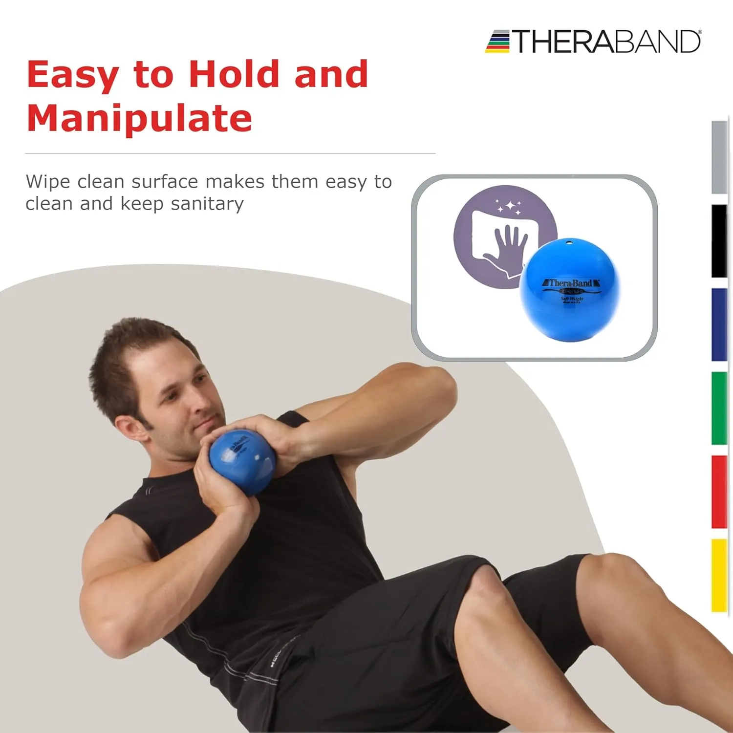 THERABAND Soft Weight, 4.5" Diameter, Weighted Balls for Baseball, Weighted Balls for Softball, Hand Held Ball Shaped Isotonic, Shoulder Strength, Rotator Cuff & Throwing Trainer, Blue, 5.5LB