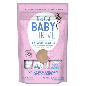 Tiki Cat Baby Thrive Chicken & Chicken Liver Recipe Supplement for Kittens, (0.28 oz x 20 pouches)
