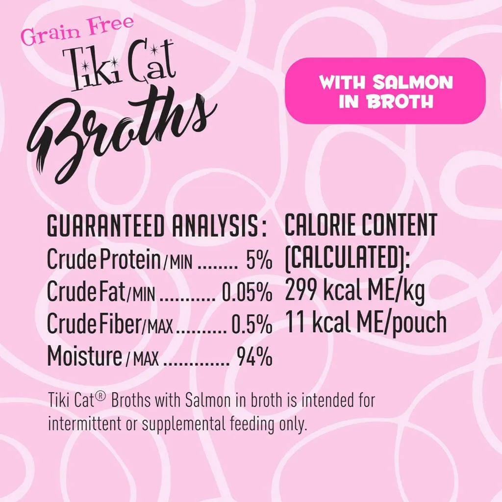 Tiki Cat Born Carnivore Broths Salmon in Broth Wet Cat Food (1.3 oz x 12 pouches)