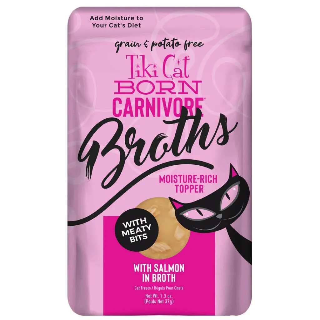 Tiki Cat Born Carnivore Broths Salmon in Broth Wet Cat Food (1.3 oz x 12 pouches)