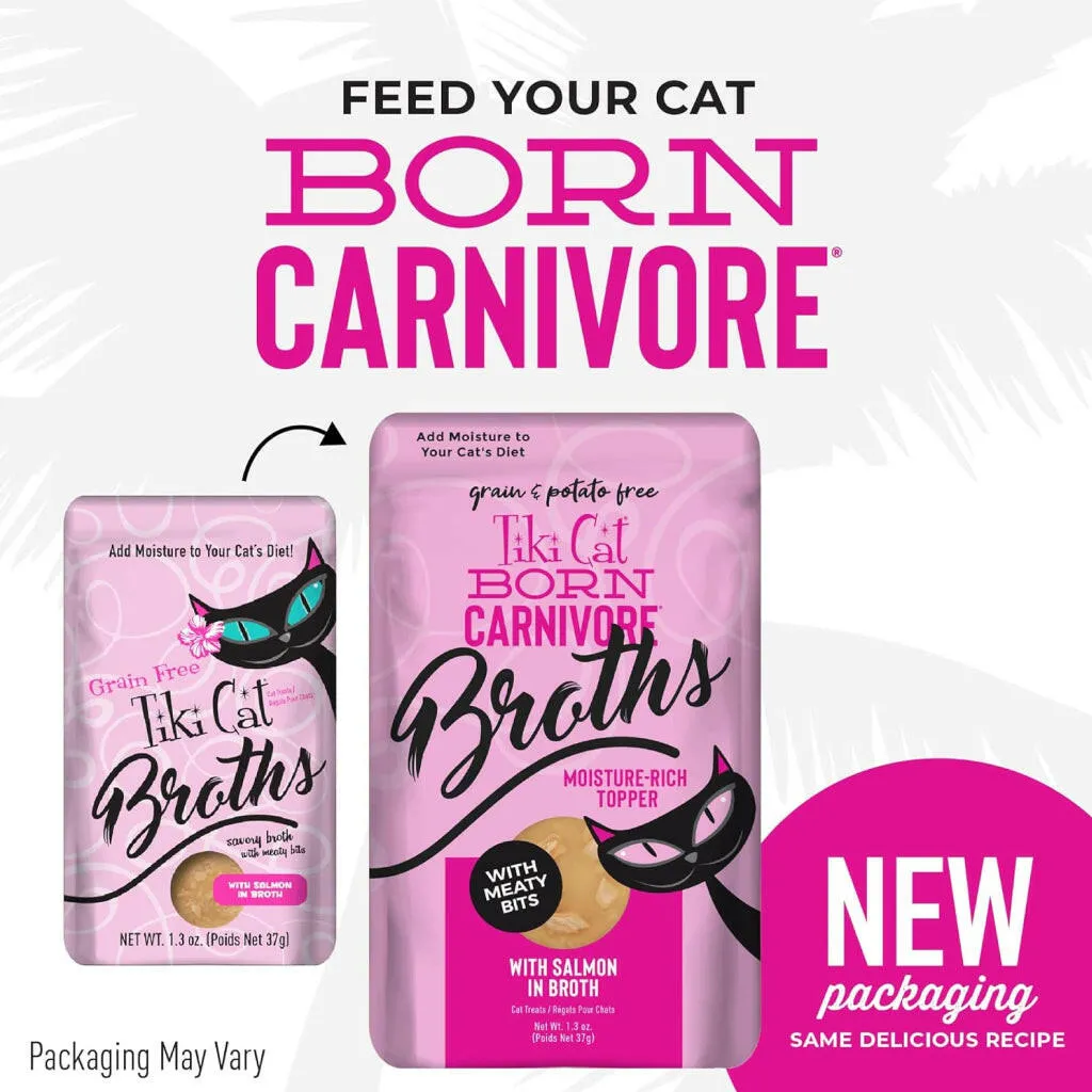 Tiki Cat Born Carnivore Broths Salmon in Broth Wet Cat Food (1.3 oz x 12 pouches)