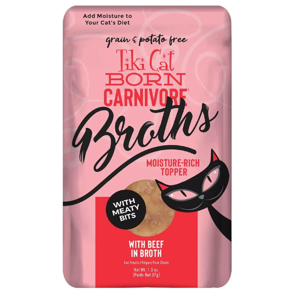 Tiki Cat Broths with Meaty Bits Grain-Free Wet Cat Food Topper (1.3 oz x 12 pouches)