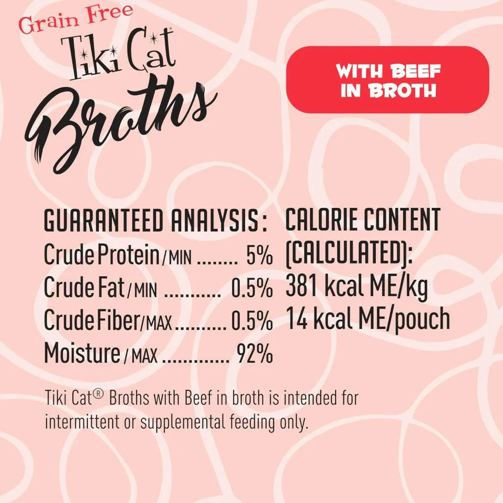 Tiki Cat Broths with Meaty Bits Grain-Free Wet Cat Food Topper (1.3 oz x 12 pouches)