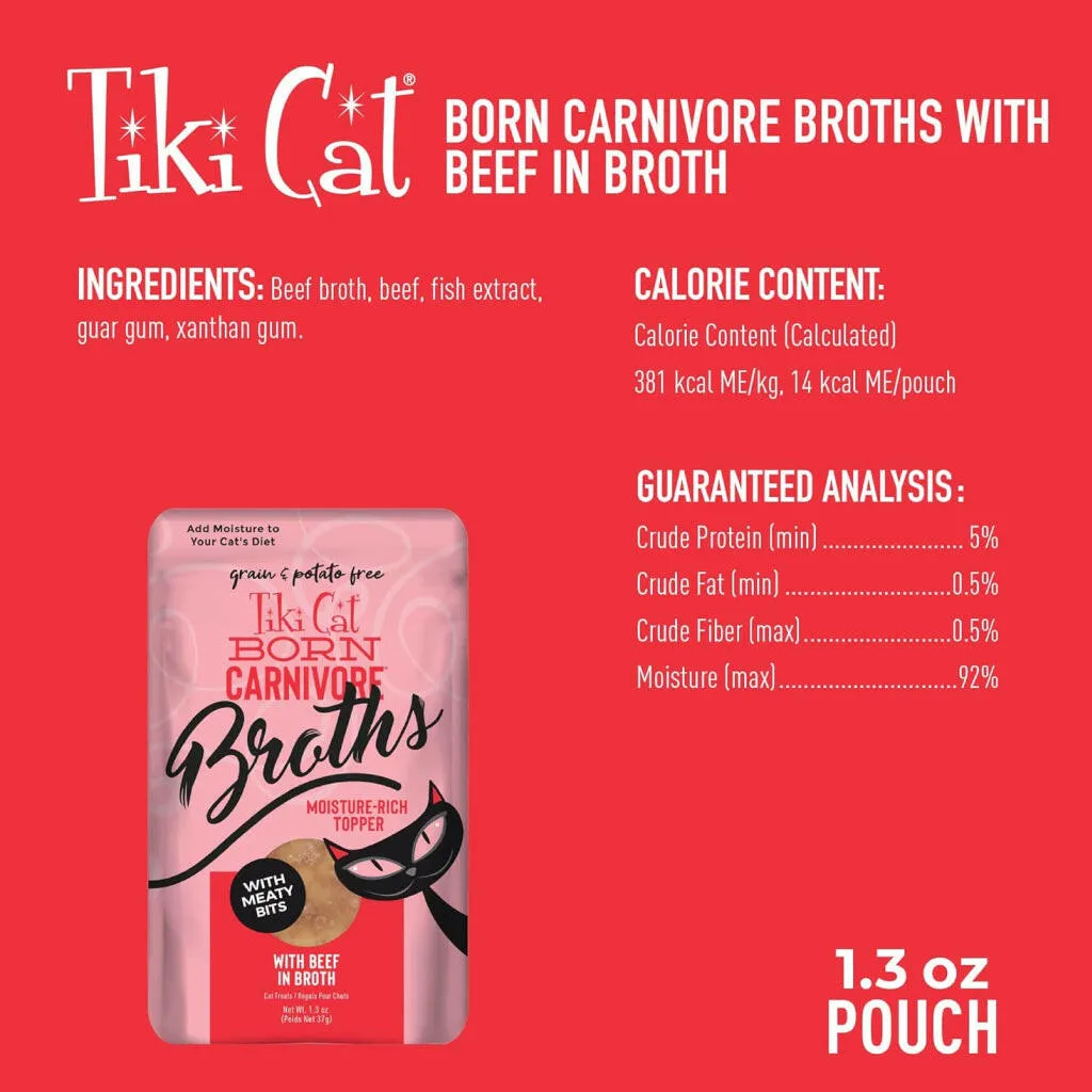 Tiki Cat Broths with Meaty Bits Grain-Free Wet Cat Food Topper (1.3 oz x 12 pouches)