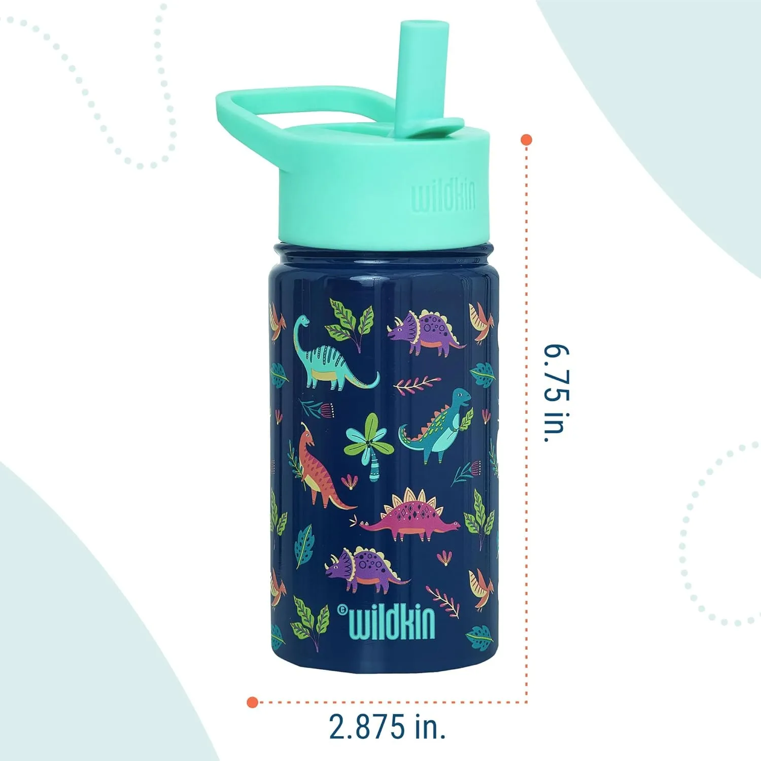 Wildkin Kids 14oz Stainless Steel Water Bottle  BPA-Free, Leakproof, Insulated, Easy-Clean - Darling Dinosaurs