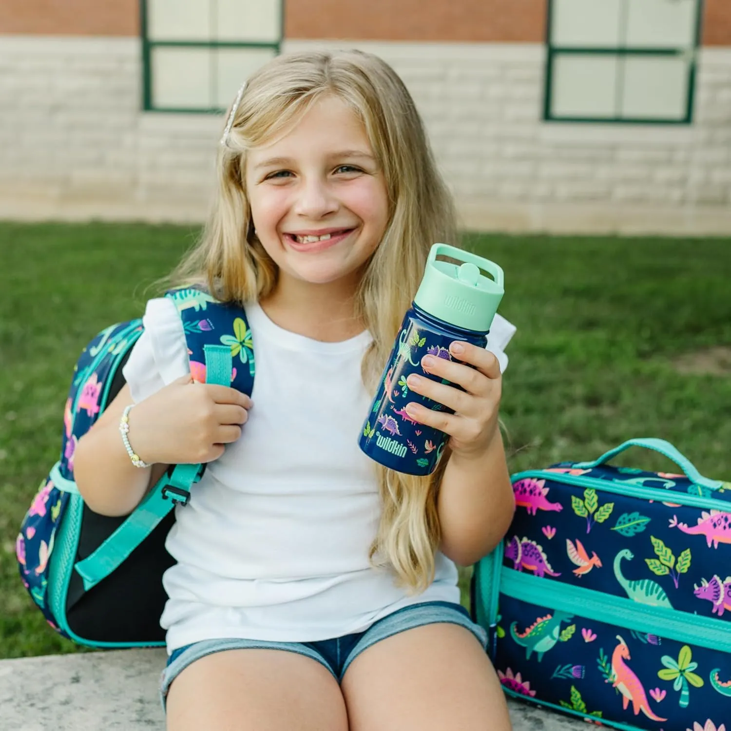 Wildkin Kids 14oz Stainless Steel Water Bottle  BPA-Free, Leakproof, Insulated, Easy-Clean - Darling Dinosaurs