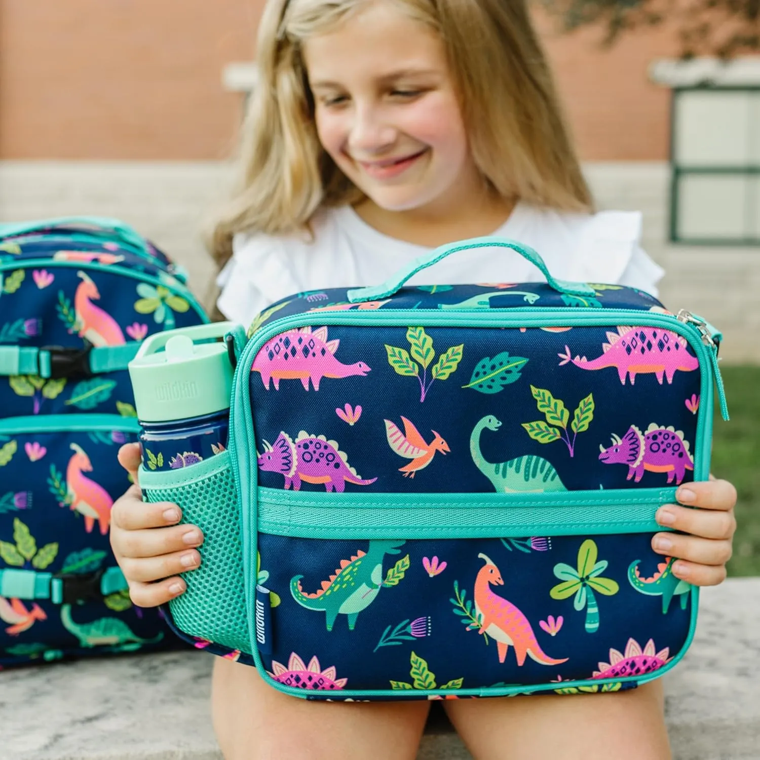 Wildkin Kids 14oz Stainless Steel Water Bottle  BPA-Free, Leakproof, Insulated, Easy-Clean - Darling Dinosaurs