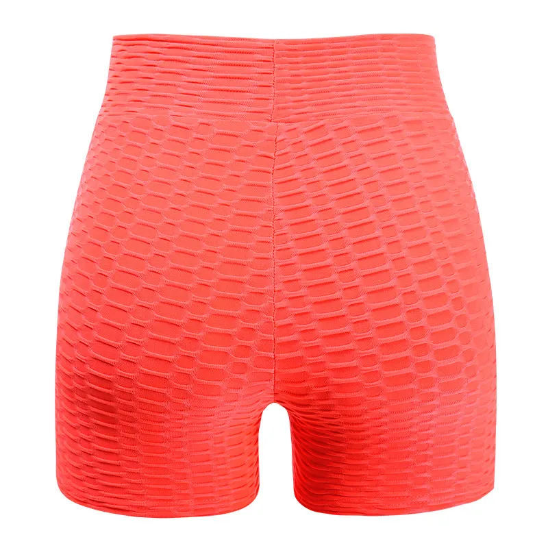 Women 2 Piece Workout Outfit Sets Bubble Textured Butt Lift Biker Shorts Summer Gym Yoga Tracksuits