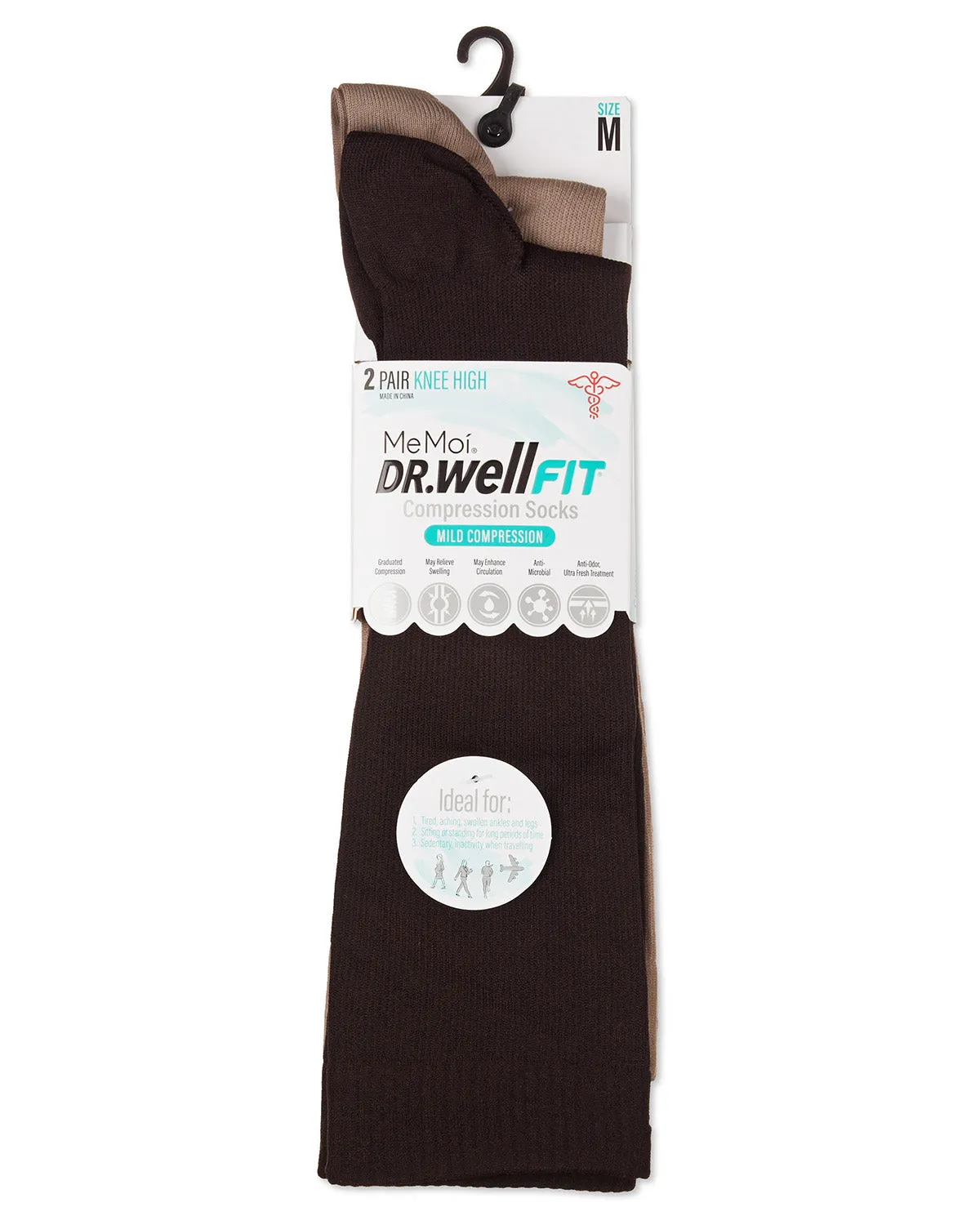 Women's 2 Pair Pack Solid Compression Socks