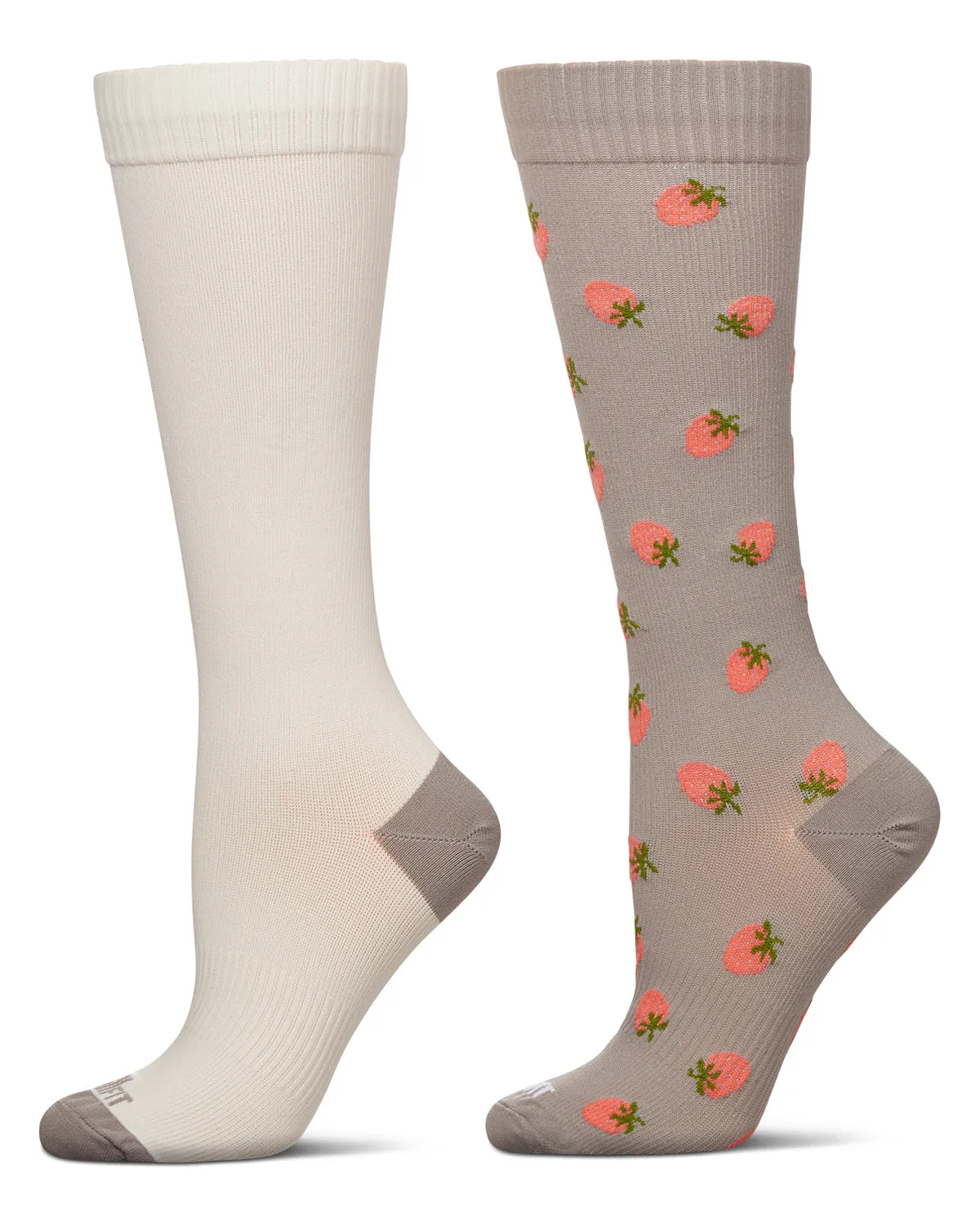 Women's 2 Pair Pack Strawberries/Tipped Solid Compression Socks