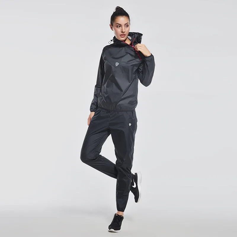 Womens Gym Clothing Set Hoodies Pullover Sportswear Running Fitness Weight Loss Sweating Sports Suit