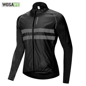 WOSAWE Ultralight Reflective Men's Cycling Jacket - Waterproof/Windproof, Black/Orange/Yellow