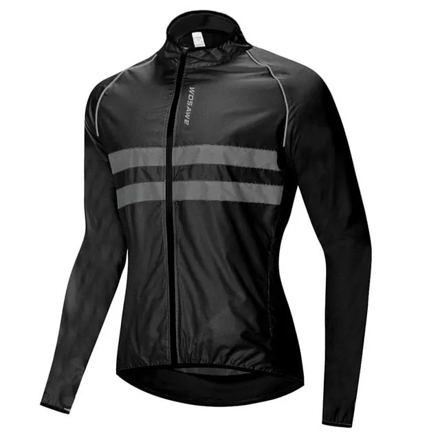 WOSAWE Ultralight Reflective Men's Cycling Jacket - Waterproof/Windproof, Black/Orange/Yellow