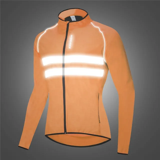 WOSAWE Ultralight Reflective Men's Cycling Jacket - Waterproof/Windproof, Black/Orange/Yellow