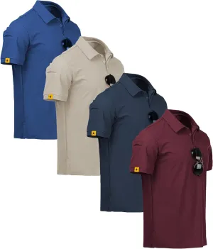 ZITY 4 Pack Mens Polo Shirt Short Sleeve Sports Golf Tennis T-Shirt Athletic Collared Tactical Shirts
